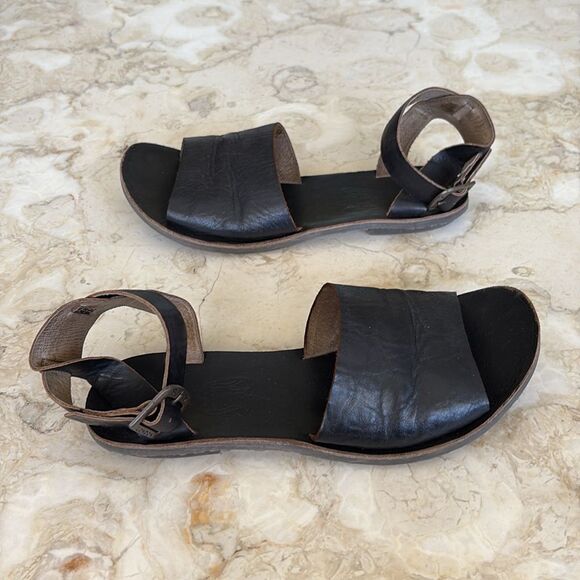Fly London Black Leather Ankle Strap Sandals - Picture 9 of 13